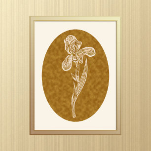 Poster Iris Silhouette Crème sur Tortoiseshell Brown
