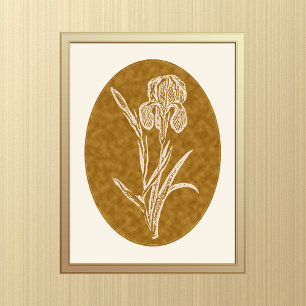 Poster Iris Silhouette sur Textured Brown Arrière - plan