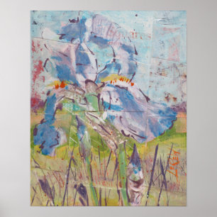 Poster Iris sur peinture de collage / Artiste Larry Lerew