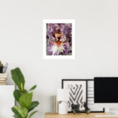 Poster Iris violet et blanc avec fleur florale à barbe or (Bureau à domicile)