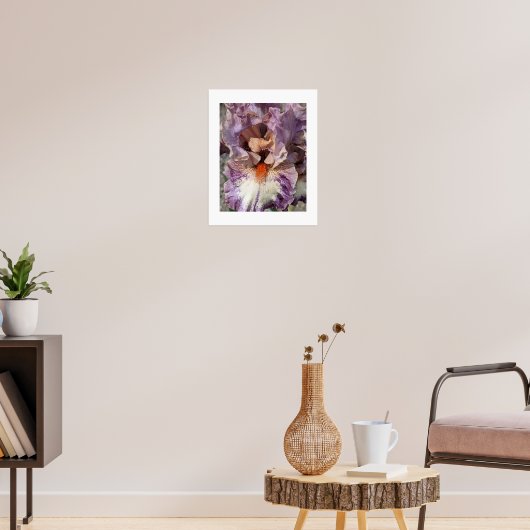 Poster Iris violet et blanc avec fleur florale à barbe or (Salon 3)