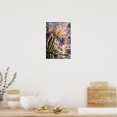 Poster Iris Violet et Crème avec Paysage de Cascade Mural (Cuisine)