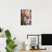 Poster Iris Violet et Crème avec Paysage de Cascade Mural (Bureau à domicile)