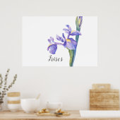 Poster Irises aquarelle Floral (Cuisine)