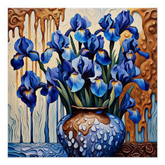 Poster Irises bleues dans le vase