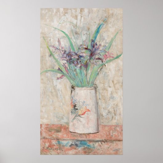 Poster Irises dans un vase de fleurs blanches | Tadeusz M (Devant)