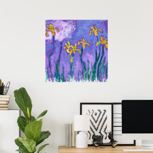 Poster Irises jaunes avec nuage rose | CLAUDE MONET | (Bureau à domicile)