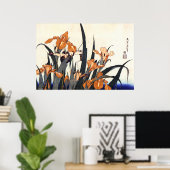 Poster Irises, Katsushika Hokusai (Bureau à domicile)