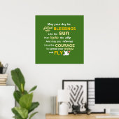 Poster Irish Blessing for Courage - Typographie en vert (Bureau à domicile)