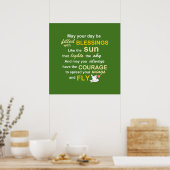 Poster Irish Blessing for Courage - Typographie en vert (Cuisine)