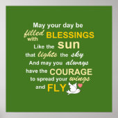 Poster Irish Blessing for Courage - Typographie en vert (Devant)