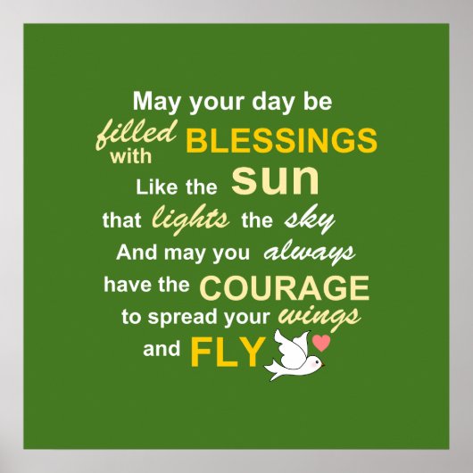 Poster Irish Blessing for Courage - Typographie en vert (Devant)