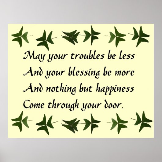 Poster Irish Blessing Happiness (Devant)