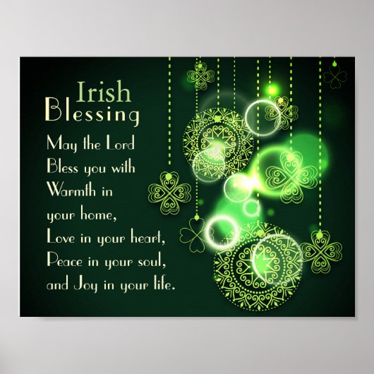Poster Irish Blessing Love in your heart, Design Shamrock (Devant)