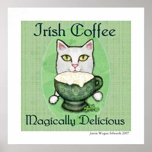 Poster Irish Coffee Cat St. Patrick's Day Art Print (Devant)