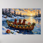 Poster Irish Red Setter Christmas Boat Holiday (Devant)