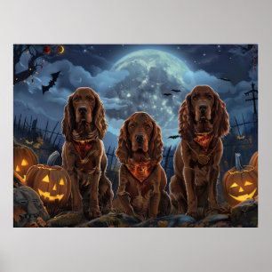 Poster Irish Red Setter Halloween Éffrayant