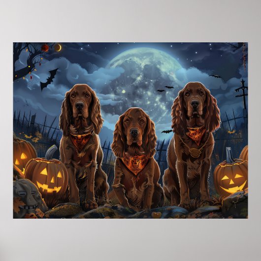 Poster Irish Red Setter Halloween Éffrayant (Devant)