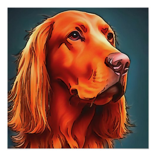 Poster Irish Setter Portrait pour animaux de compagnie Bl (Devant)