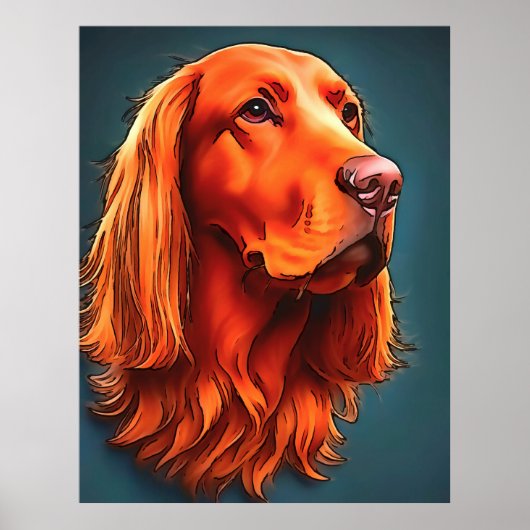 Poster Irish Setter Portrait pour animaux de compagnie Bl (Devant)