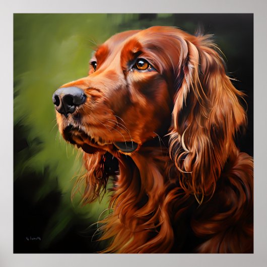Poster Irish Setter Realism Art Portrait (Devant)