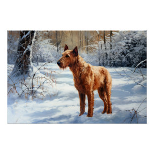 Poster Irish Terrier Laisser neiger Noël