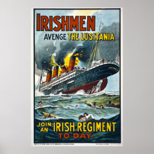 Poster Irishmen Avenge the Lusitania Extra Large