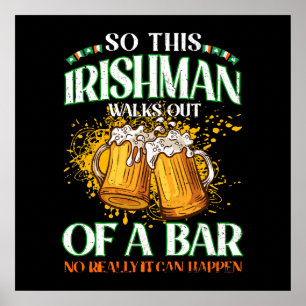 Poster Irlandais buvant de la bière St. Patrick's Day