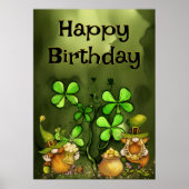 Poster Irlandais Leprechaun Gnomes et Clovers Joyeux anni (Devant)