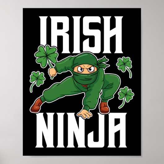 Poster Irlandais Ninja Incroyable St Patrick Jour de la C (Devant)
