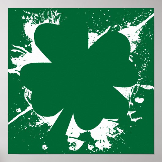 Poster Irlandais Shamrock Splatter (Devant)