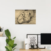 Poster Irlandais Wolfhound Mère et Chiot (Bureau à domicile)