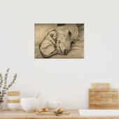 Poster Irlandais Wolfhound Mère et Chiot (Cuisine)