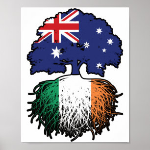 Poster Irlande Australie Australie drapeau des racines d'