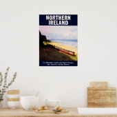 Poster Irlande du Nord, train ferroviaire sur la côte (Cuisine)