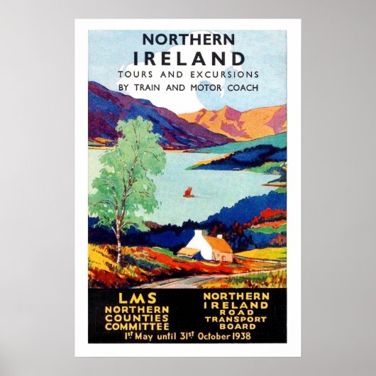 Poster Irlande du Nord, visites de paysages, voyage vinta (Devant)