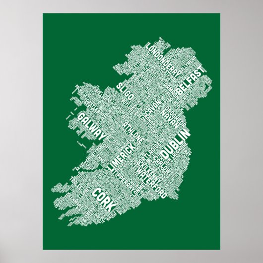 Poster Irlande Eire City Plan du texte (Devant)