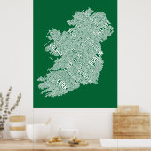 Poster Irlande Eire City Plan du texte (Cuisine)