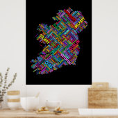 Poster Irlande Eire City Plan du texte (Cuisine)