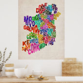 Poster Irlande Eire County - Carte texte (Cuisine)