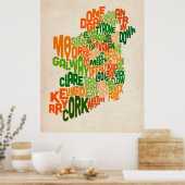 Poster Irlande Eire County - Carte texte (Cuisine)