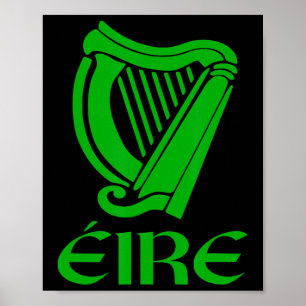 Poster Irlande Eire Eireann Irish Pride Gaelic Harp St Pa