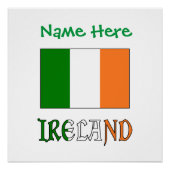 Poster Irlande et drapeau irlandais avec personnalisation (Devant)
