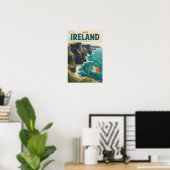 Poster Irlande Falaises de Moher Illustration Art de voya (Bureau à domicile)