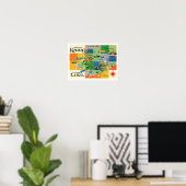 Poster Irlande : Kerry & Cork Map Print (Bureau à domicile)