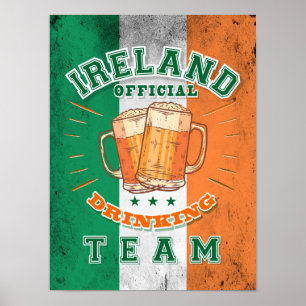 Poster Irlande Official Drinking Team. Bière amusante
