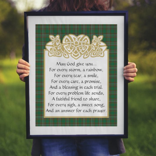 Poster Irlande Prière Celtic Border et Tartan