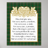 Poster Irlande Prière Celtic Border et Tartan (Devant)