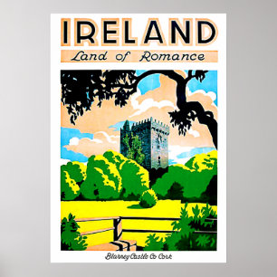 Poster Irlande, terre romantique, château de Blarey, vint
