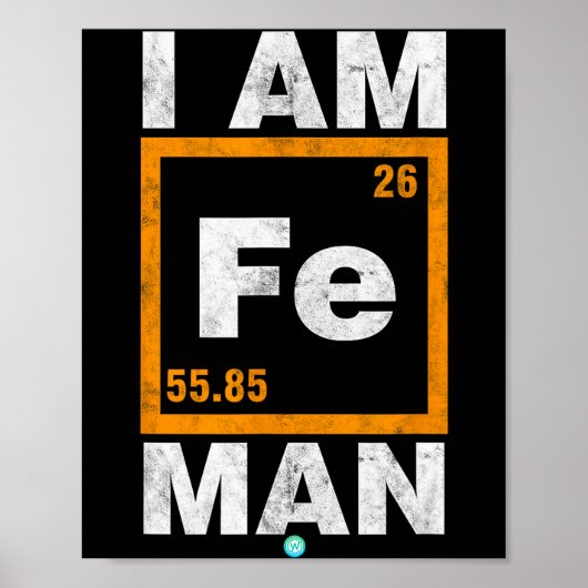 Poster Iron (fe) Man Funny Periodic Elemen Gift (Devant)